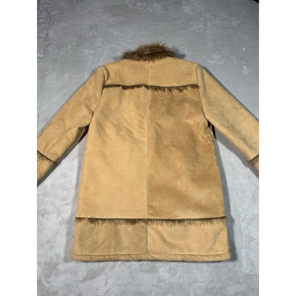 Vintage Rave Penny Lane Coat Women's Size XL Tan Suede Patchwork Faux Fur Y2K - Picture 5 of 7